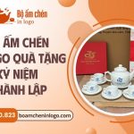 bộ ấm chén in logo làm quà tặng kỷ niệm thành lập
