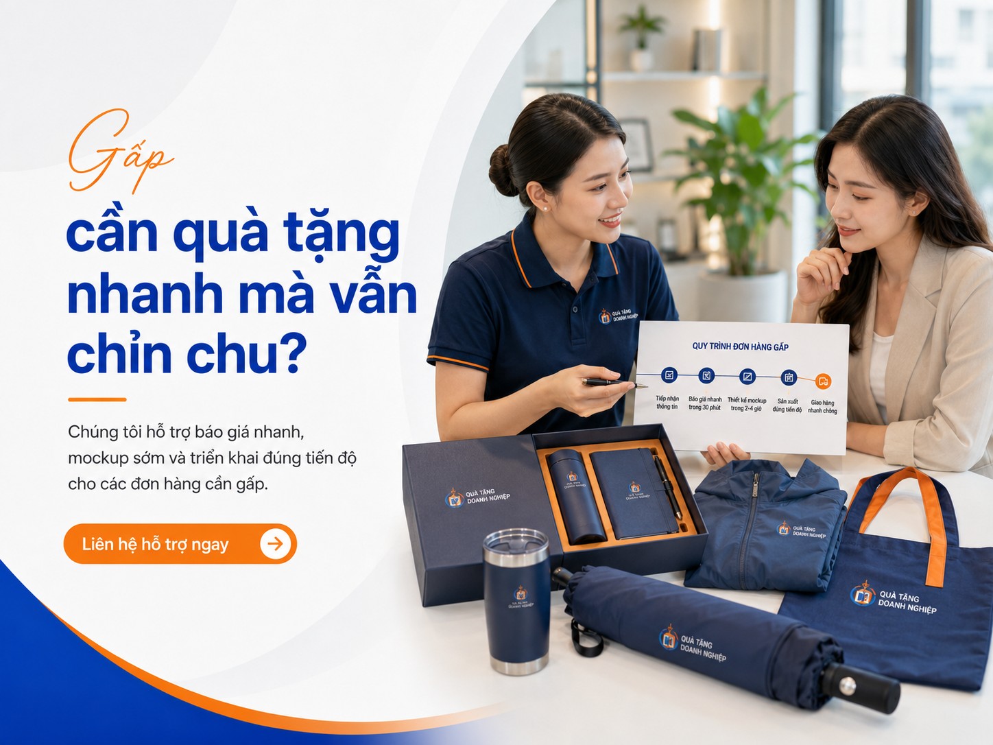 Hỗ trợ đơn hàng quà tặng doanh nghiệp cần gấp